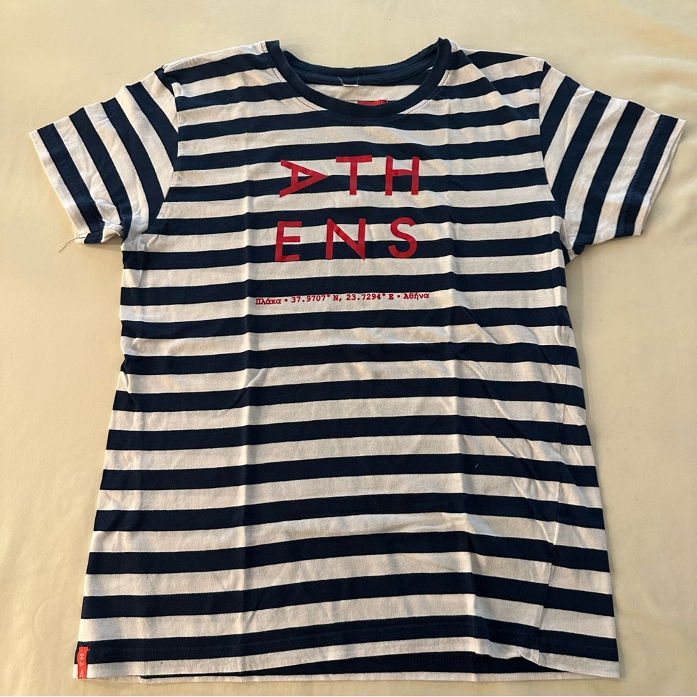 ATHENS striped T-Shirt Sz Medium
